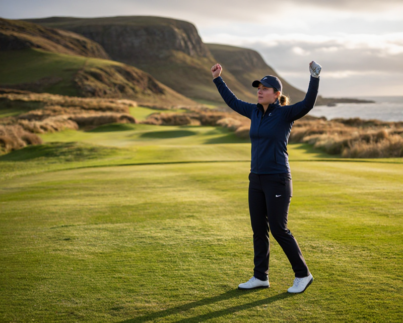 Triumphant Golfer in Scotland