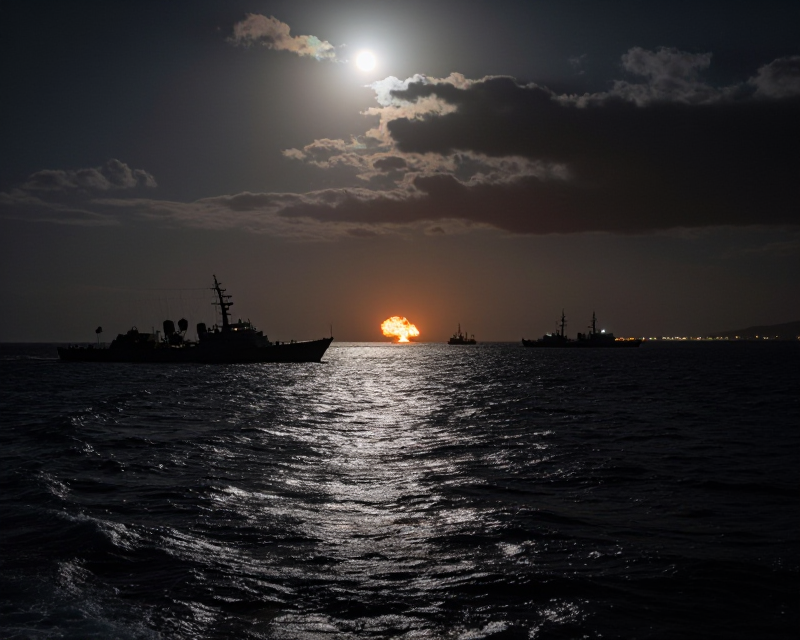 Cinematic Night Maritime Conflict
