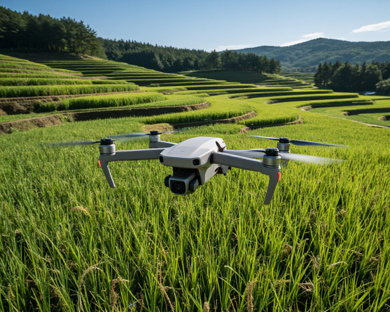 High-tech drone surveillance of Korean farmland